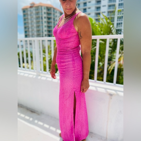 Scala Dresses & Skirts - Pink Scala Beaded Sheath Gown Size Large Mermaidcore Holiday Glamcore Balletcore
